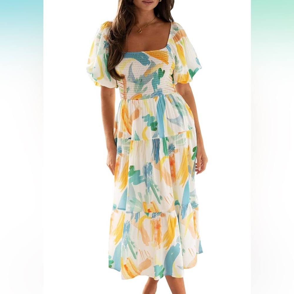 Sissyaki Women's Summer Boho Floral Print Midi Dress
